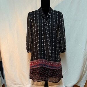 Lily Rose Black and Red Patterned Midi Dress